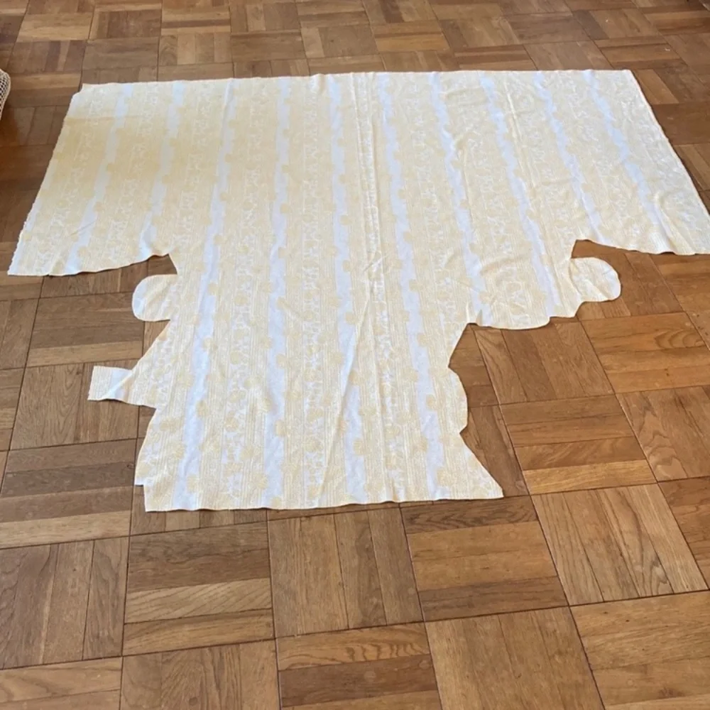 70s polyester knit fabric remnant, yellow, double knit